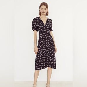 HVN black silk leopard Tarzan print dress size 10 EUC